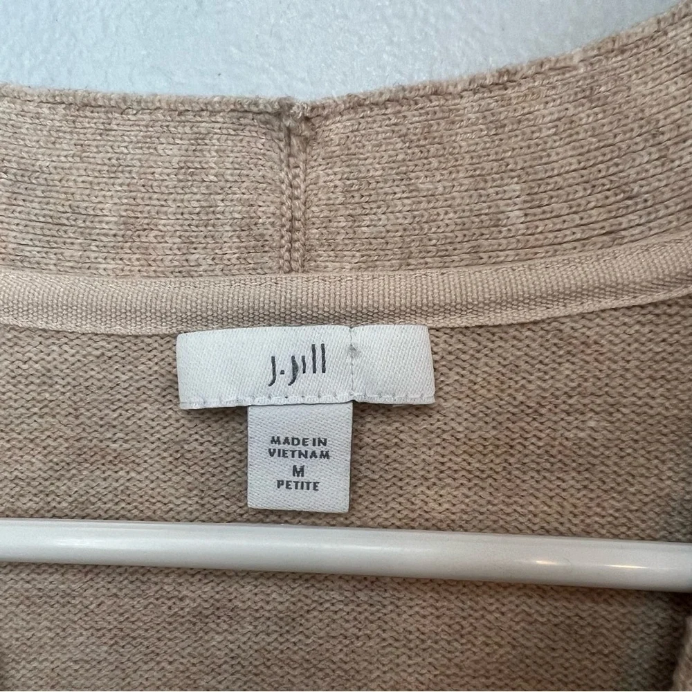 J.Jill Brown Tan Cotton Blend Long Sleeve Button-Down Colorblock Cardigan Sz M - Picture 3 of 10